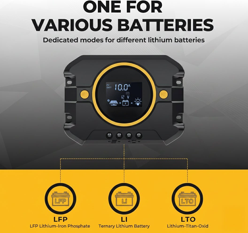 10A PWM Solar Charge Controller – 12V / 24V with Display & USB Port - Yalz Store