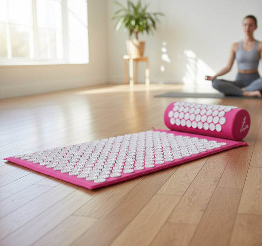 Acupressure Mat and Pillow Set,L Size, Back and Neck Pain Relief, Pink - Yalz Store
