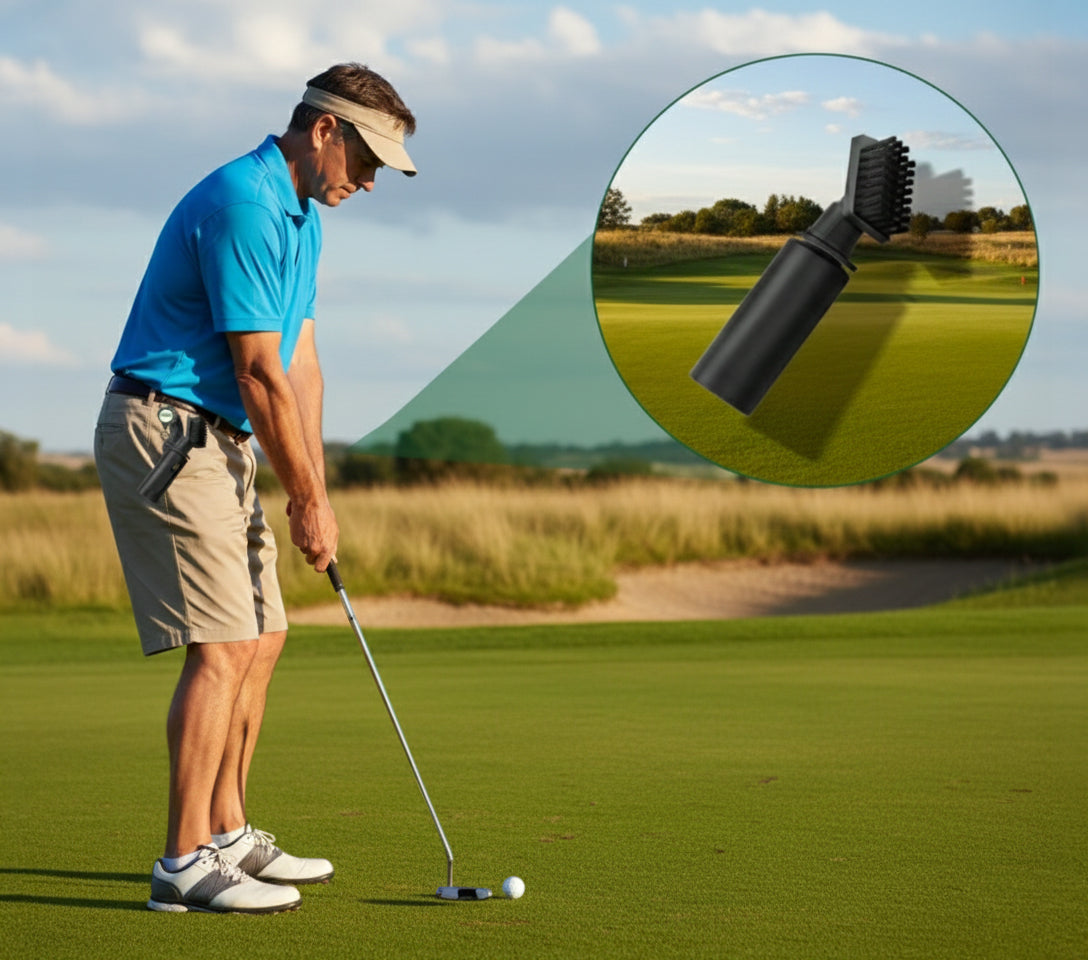 Golf Club Brush Cleaner with 4 oz Water Bottle – Portable Groove Cleaning Tool with Retainer Clip - Yalz Store