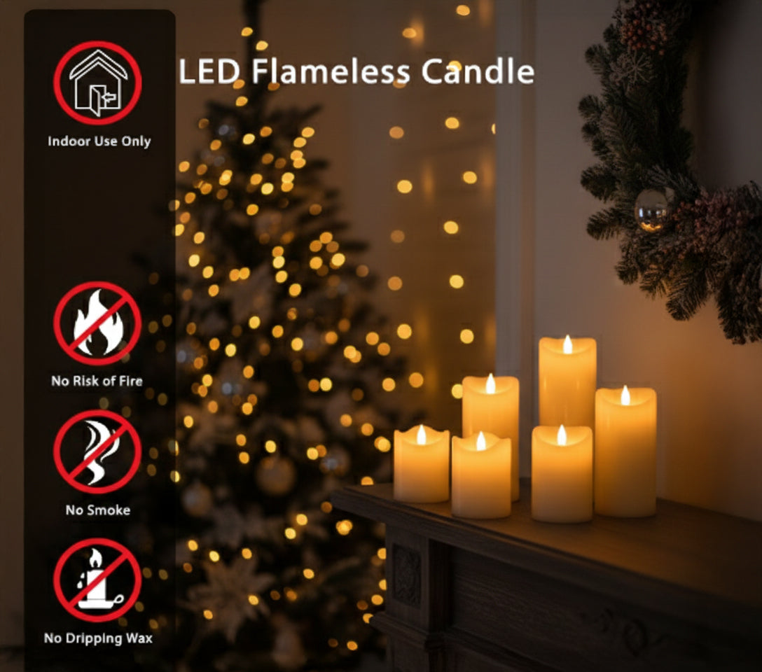 Flameless LED Pillar Candles with Remote Control, 4 x 10 Inch Real Wax Candles with 3D Flickering Moving Flame, Battery Operated, Indoor Home Decor, Ivory