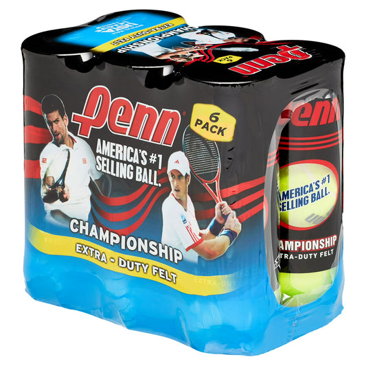 Penn Championship Extra Duty Felt Tennis Balls - 6 Cans, 18 Balls, Yellow