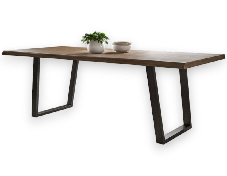 76-Inch Live Edge Solid Mahogany Dining Table – Two-Tone Natural Wood Finish | Corson - Yalz Store