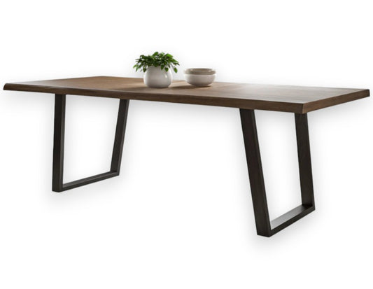 76-Inch Live Edge Solid Mahogany Dining Table – Two-Tone Natural Wood Finish | Corson - Yalz Store