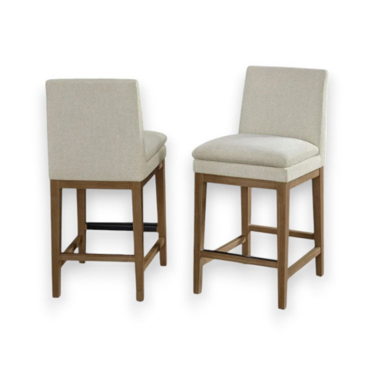 Rylee Fabric Center Stool – Cream Upholstered Stool with Feather Blend Cushion - Yalz Store