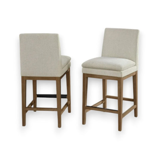 Rylee Fabric Center Stool – Cream Upholstered Stool with Feather Blend Cushion - Yalz Store