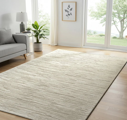 Illume Ivory Beige Area Rug – 6'6" × 9'6" – Modern Minimalist Texture - Yalz Store