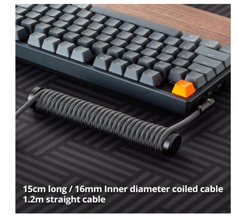 Custom Coiled Aviator Keyboard Cables, Double Sleeving with Metal GX-16 Aviator, Heat Shrink, 1.5M USB C to USB A molding - Yalz Store