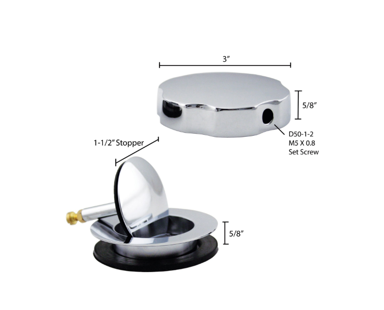 D50T-05 Standard 1-1/2" Replacement Trim for Cable Drive Bath Drain Waste & Overflow Assemblies, Polished Nickel - Yalz Store