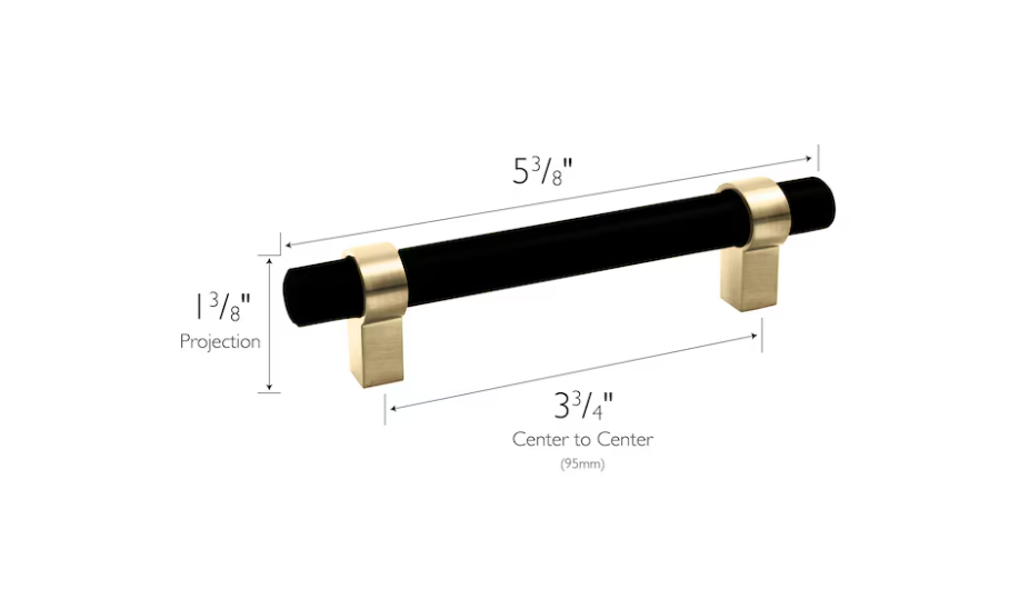Emery Cabinet Pulls, 5-Pack, 5-1/16-inch (128 mm) Center to Center Drawer Pulls, Modern Kitchen Handles, Matte Black and Satin Gold, 189423-BGD - Yalz Store