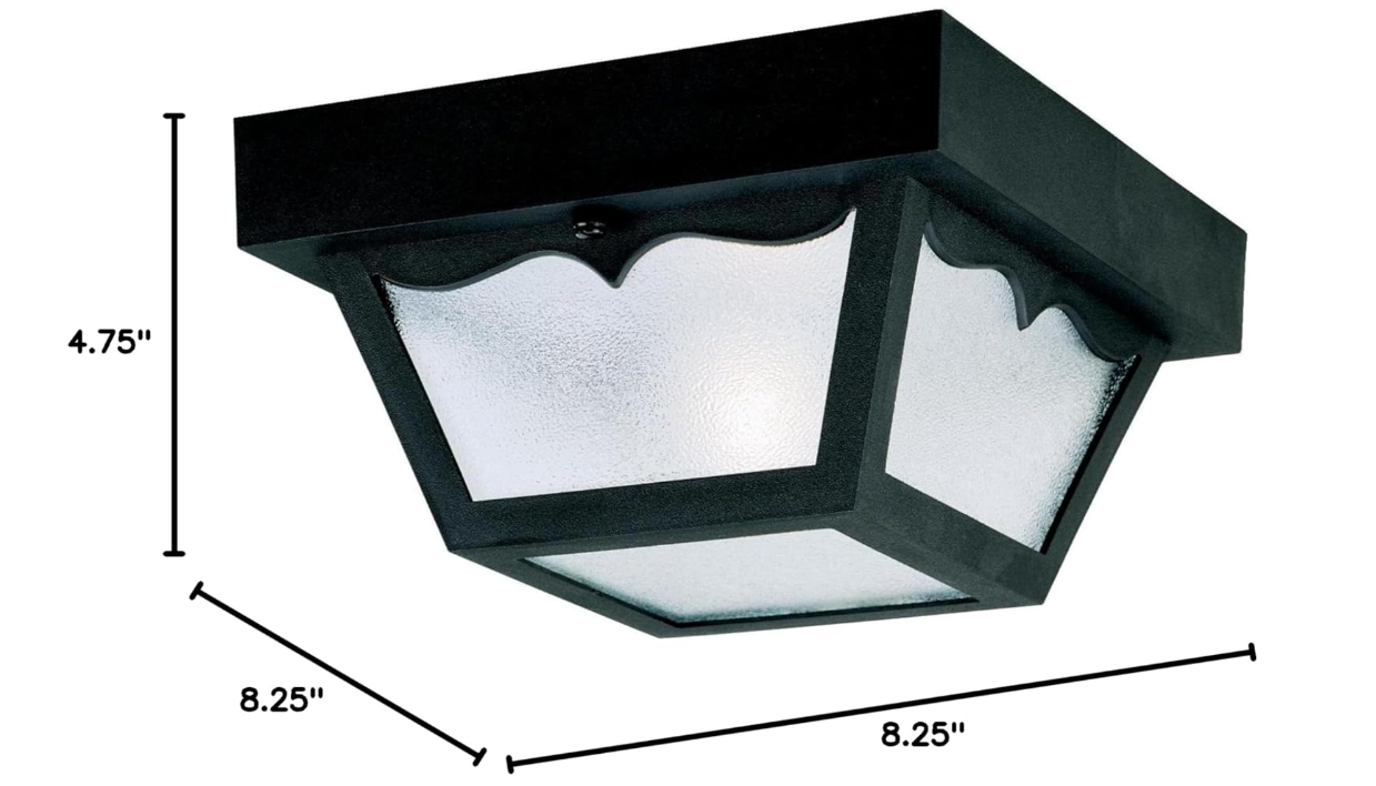 2-Light Indoor and Outdoor Flush Mount Ceiling Light, Interior and Exterior Ceiling-Mount Light Fixture for Porch Light, Patios, Garages, Hallways, Non-Metal, 10-1/4" by 5-1/2", Black - Yalz Store