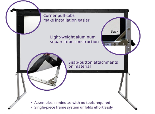 120-Inch Outdoor & Indoor Projector Screen – 16:9 Foldable Portable Screen for Front and Rear Projection – 4K/8K Ultra HD, HDR, Active 3D Ready – Yard Setup, Home Theater, Events - Yalz Store