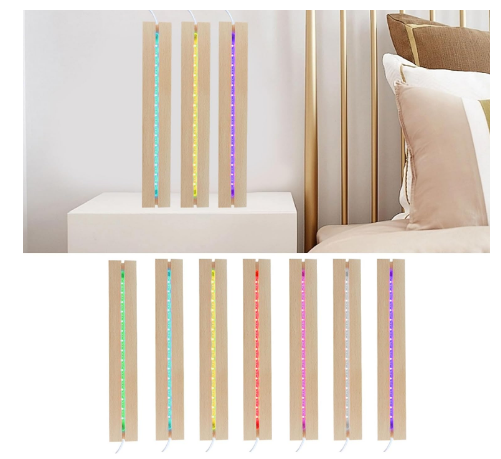 11.81 Inch Rectangle Display Pedestal,2 Pcs Wooden LED Light Display Base LED Lights Display Pedestal 7 Colores Stand Adjustable Brightness USB Night Lamp Base (Rectangular) - Yalz Store