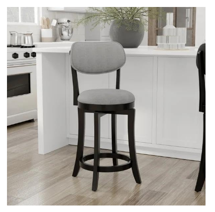 25" Swivel Counter Bar Stool, Gray Upholstered Seat & Back – Dark Wood Base – Limited Time Offer – Free Shipping USA - Yalz Store
