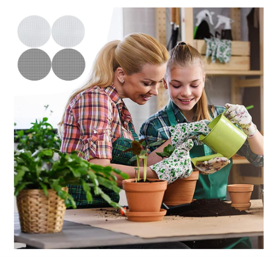 60 PCS Flower Pot Mesh Pads – 4-Inch Round Drainage Hole Screens for Planters & Garden Pots – Breathable Plastic Grid Mats - Yalz Store