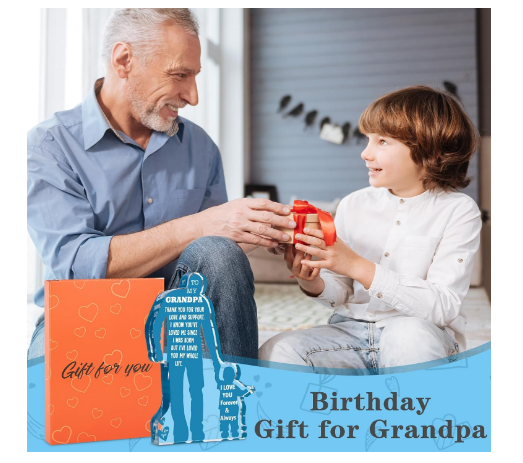 Acrylic Plaque Sign for Grandpa from Grandson, 5.1 x 3.2 inches, Sentimental Message Gift for Birthday, Christmas, Father's Day - Yalz Store