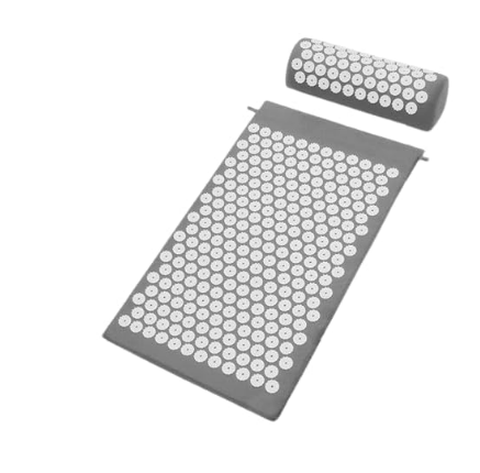 Acupressure Mat and Pillow Set, Back and Neck Pain Relief Massage Cushion, Gray - Yalz Store