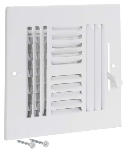 Air Vent Cover 6 x 6 Inch – Four-Way HVAC Register for Wall or Ceiling, Steel Construction, White - Yalz Store