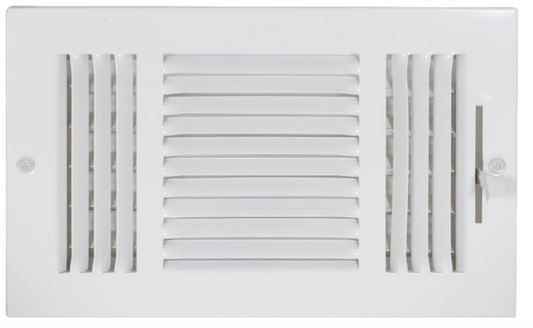 Air Vent Cover 10 x 6 Inch – Three-Way HVAC Register for Wall or Ceiling, Steel Construction, White - Yalz Store