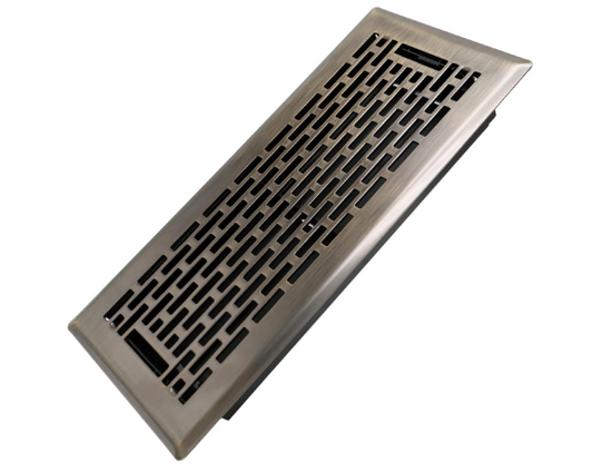 4 x 10 Inch Walkable Floor Register – Heavy-Duty Decorative HVAC Vent Cover with Adjustable Airflow Lever, Boston Style, Antique Brass Finish - Yalz Store