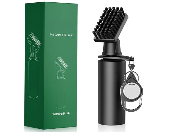 Golf Club Brush Cleaner with 4 oz Water Bottle – Portable Groove Cleaning Tool with Retainer Clip - Yalz Store