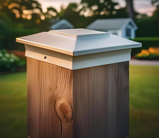 Heavy-Duty Aluminum Post Cap –white Outdoor Fence & Deck Post Topper for 5x5, 5.5x5.5 & 6x6 Posts - Yalz Store