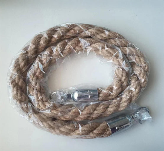 Hemp Queue Barrier Rope for Stanchion Posts, Crowd Control Safety Rope with Polished Metal Snap Hooks, Queue Line Rope for Events, Hotels & Public Areas, Multiple Length Options