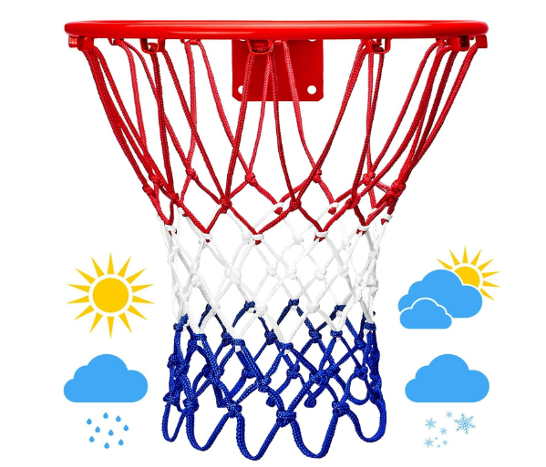 Heavy Duty Basketball Net Replacement, All-Weather Thick Nylon Net with 12 Loops, Weather-Resistant Indoor & Outdoor Basketball Hoop Net, 21 Inch - Yalz Store