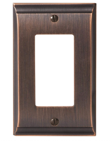 Oil Rubbed Bronze Rocker Switch Wall Plate, Single Decora Light Switch Cover, Decorative Metal Wall Plate for Home & Office, 1-Gang - Yalz Store