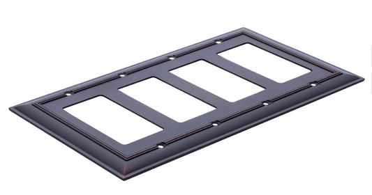 4-Gang Rocker Switch Wall Plate Cover, Decora Style Light Switch Plate, Aged Bronze Finish, Decorative Electrical Wallplate for Home & Office - Yalz Store