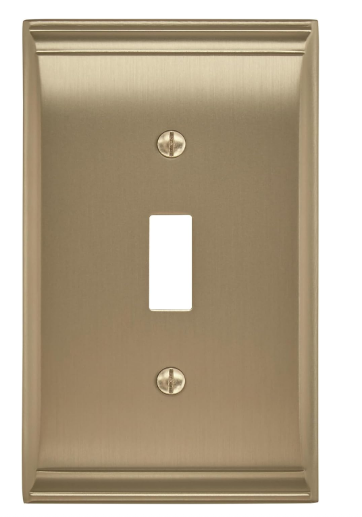 Single Toggle Light Switch Wall Plate, Decorative Metal Switch Cover with Golden Champagne Finish, 1-Gang Electrical Wallplate for Home & Office - Yalz Store