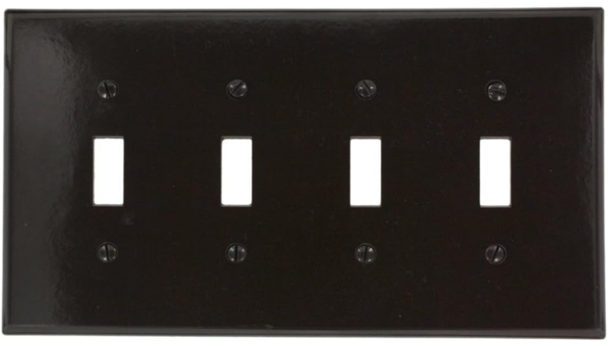 4-Gang Toggle Light Switch Wall Plate, Midway Size Thermoset Wallplate, Brown Decorative Electrical Switch Cover - Yalz Store