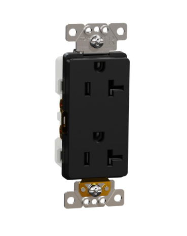 20 Amp Tamper Resistant Duplex Decorator Outlet, 125V Electrical Receptacle, Modern Matte Black Wall Outlet for Home & Office - Yalz Store