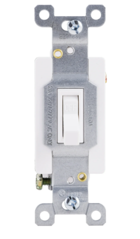 Single Pole Toggle Light Switch, 15 Amp 120V AC On/Off Wall Switch, Standard Size, Residential & Commercial Use, White - Yalz Store