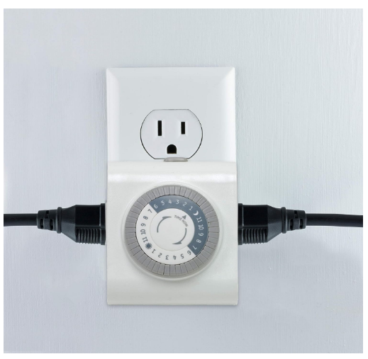 24-Hour Indoor Plug-In Mechanical Timer Switch with Large Dial, Daily On/Off Cycle, 30-Minute Intervals, Single Polarized Outlet, Grey & White - Yalz Store