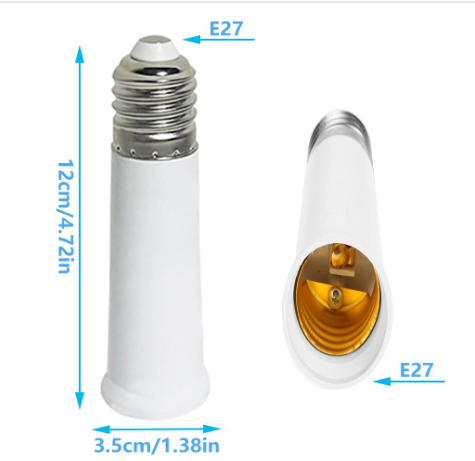 E26 Light Bulb Socket Extender, Standard Medium Base E26 Extension Adapter, 4.72-Inch Lamp Holder Extension, Flame-Retardant Material, Easy Install, White (3 Pack) - Yalz Store