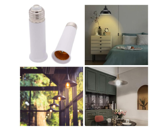 E26 Light Bulb Socket Extender, Standard Medium Base E26 Extension Adapter, 4.72-Inch Lamp Holder Extension, Flame-Retardant Material, Easy Install, White (3 Pack) - Yalz Store