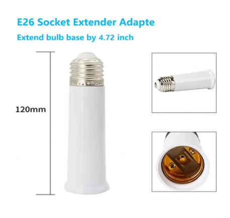 E26 Light Bulb Socket Extender, Standard Medium Base E26 Extension Adapter, 4.72-Inch Lamp Holder Extension, Flame-Retardant Material, Easy Install, White (3 Pack) - Yalz Store