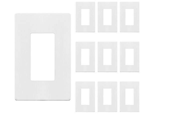 Screwless 1-Gang Decorator Wall Plate Child-Safe Outlet Cover, Unbreakable Polycarbonate Thermoplastic, White, 10 Pack - Yalz Store