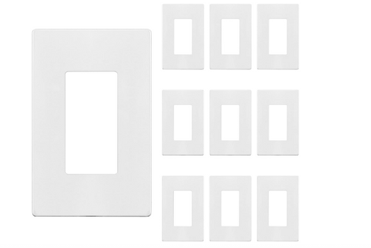 Screwless 1-Gang Decorator Wall Plate Child-Safe Outlet Cover, Unbreakable Polycarbonate Thermoplastic, White, 10 Pack - Yalz Store