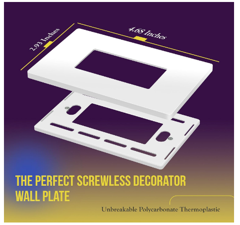 Screwless 1-Gang Decorator Wall Plate Child-Safe Outlet Cover, Unbreakable Polycarbonate Thermoplastic, White, 10 Pack - Yalz Store