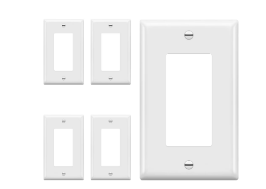 Screwless Decorator Wall Plate, 1-Gang GFCI/Decorator Outlet Cover, Polycarbonate Thermoplastic, White, 10 Pack - Yalz Store