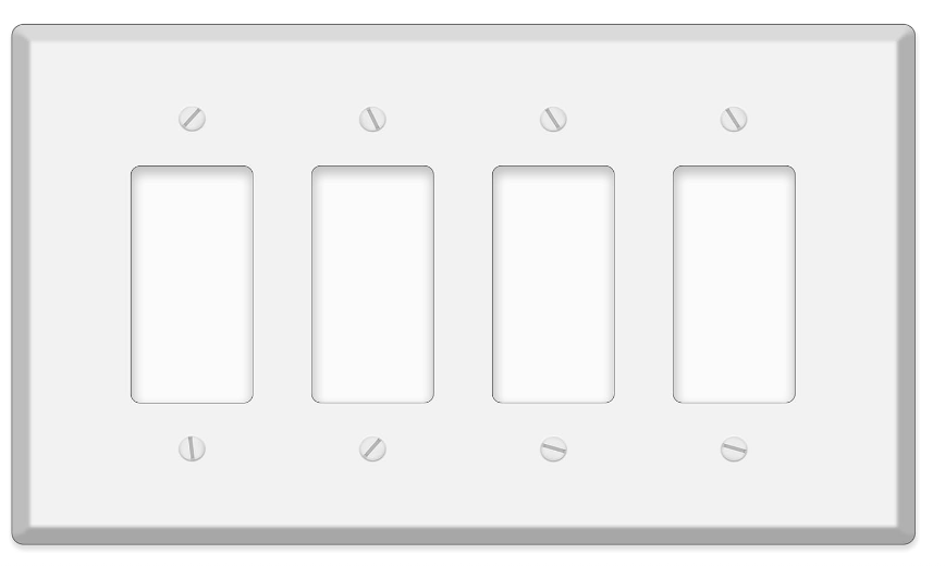 Matte Finish 4-Gang Decorator Wall Plate, Mid-Size Switch & Outlet Cover, Unbreakable Polycarbonate Thermoplastic, White - Yalz Store