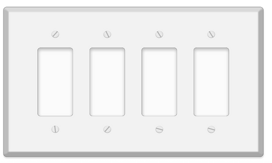 Matte Finish 4-Gang Decorator Wall Plate, Mid-Size Switch & Outlet Cover, Unbreakable Polycarbonate Thermoplastic, White - Yalz Store