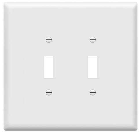 Oversized Double Toggle Light Switch Wall Plate, 2-Gang Gloss Finish, Unbreakable Polycarbonate Thermoplastic, UL Listed, White - Yalz Store