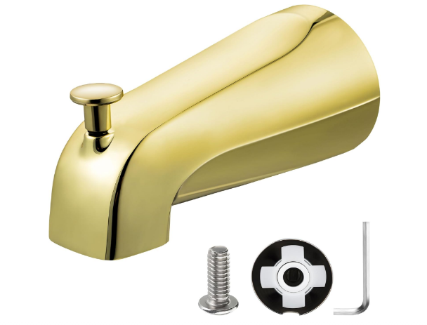 Slip-On Tub Spout with Diverter for 1/2 in Copper Pipe, Polished Brass Bathroom Bathtub Faucet - Yalz Store
