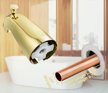 Slip-On Tub Spout with Diverter for 1/2 in Copper Pipe, Polished Brass Bathroom Bathtub Faucet - Yalz Store