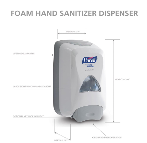 Push-Style Hand Sanitizer Foam Dispenser, 1200 mL Capacity, Dove Grey, Wall Mounted Manual Soap Dispenser for Bathroom, Office & Commercial Use (Pack of 1) - Yalz Store