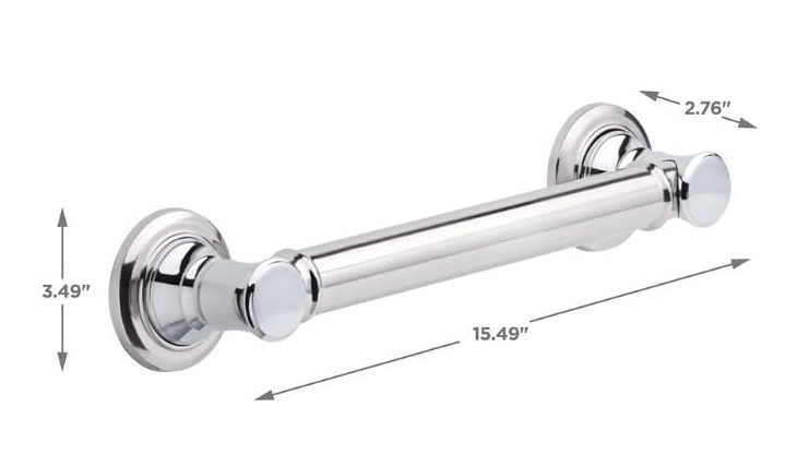 Traditional Grab Bar, 12-Inch, Chrome Finish, Wall-Mounted Bathroom Safety Handle for Shower & Tub Support - Yalz Store