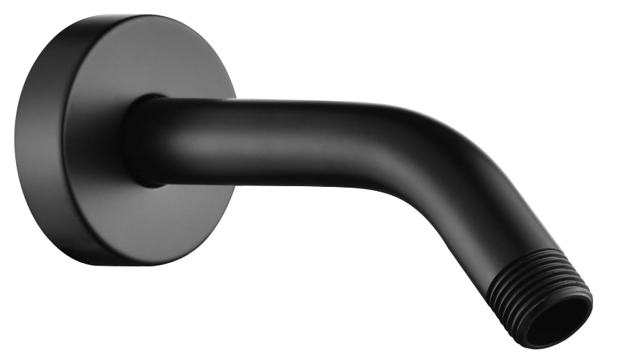 Brass Shower Arm with Flange, 6-Inch Wall Mounted Shower Pipe Extension, Black Finish, Universal Fit for Fixed & Handheld Shower Heads - Yalz Store