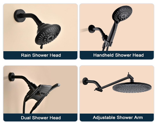 Brass Shower Arm with Flange, 6-Inch Wall Mounted Shower Pipe Extension, Black Finish, Universal Fit for Fixed & Handheld Shower Heads - Yalz Store